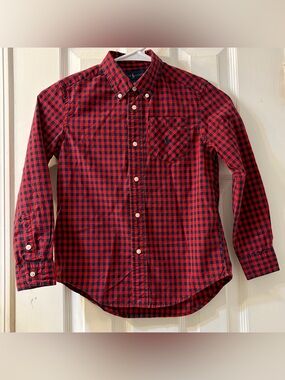 Polo Ralph Lauren Boy's Blue & Red Gingham-Pattern Button-Down Size 7